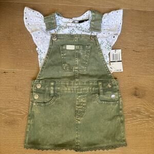NWT 7 For all Mankind Kids Overall Set In Sage Green size 18 Months